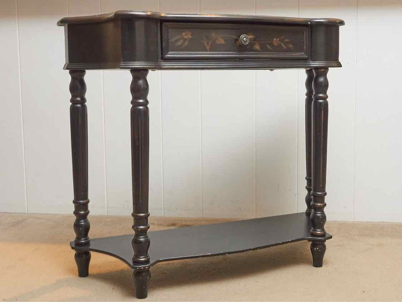 Black Distressed Finish Stencil Accents 1 Drawer Entrance Console