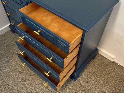 Stanley Solid Rock Maple Eight Drawer Dresser Finished in Oceanside Blue