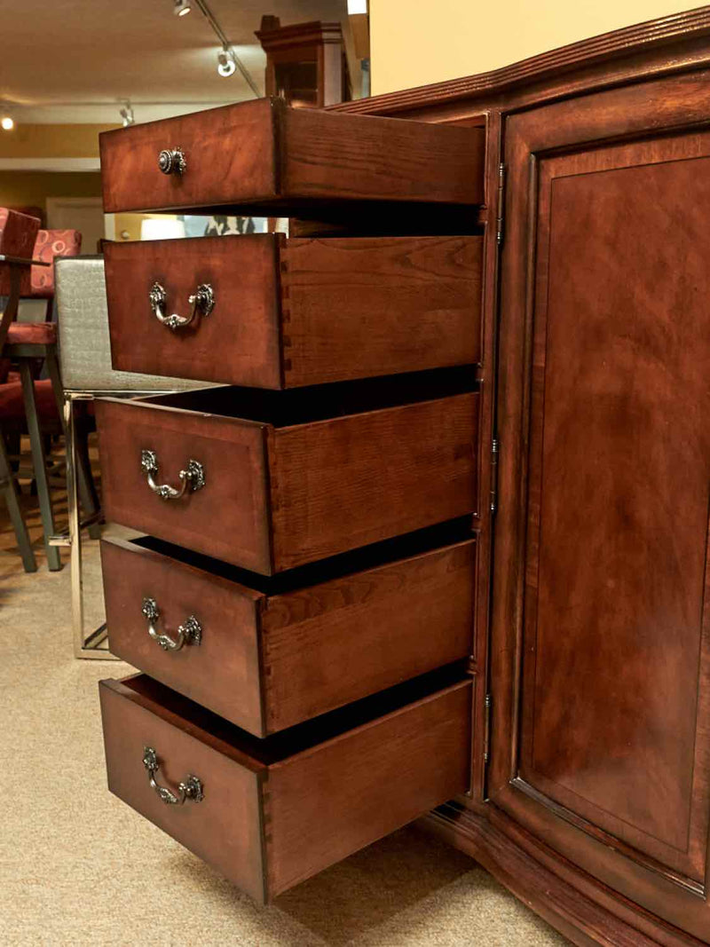 Drexel Mahogany Sideboard with 12 Drawers & 2 Doors with Antique Bronze Handles