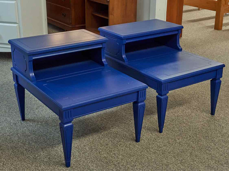 Pair of Royal Blue Stepback Side Tables