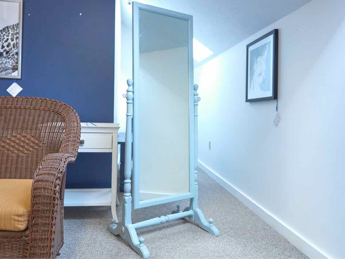 Floor Mirror & Stand Finished in 'Pewter Grey'