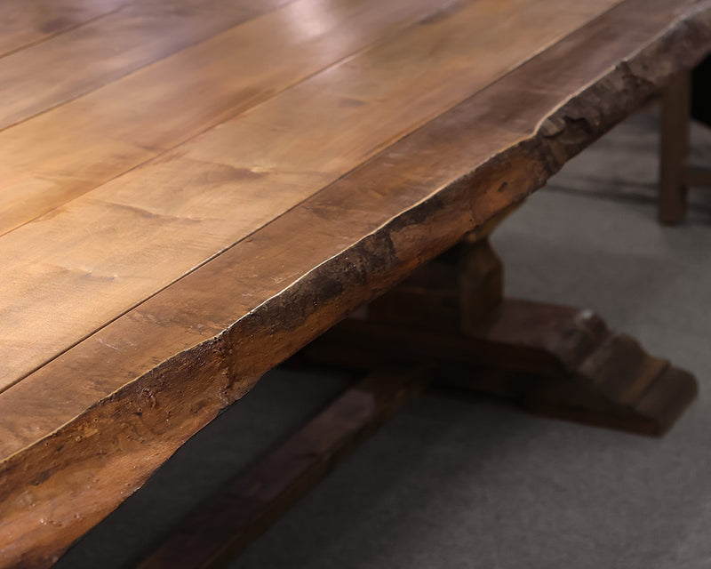 Custom Live-Edge Plank Top Trestle Farm Table