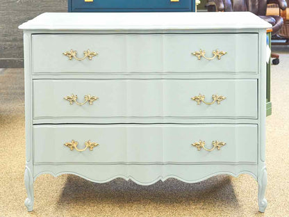 Dixie French Provincial Three Drawer Dresser in Ice Blue