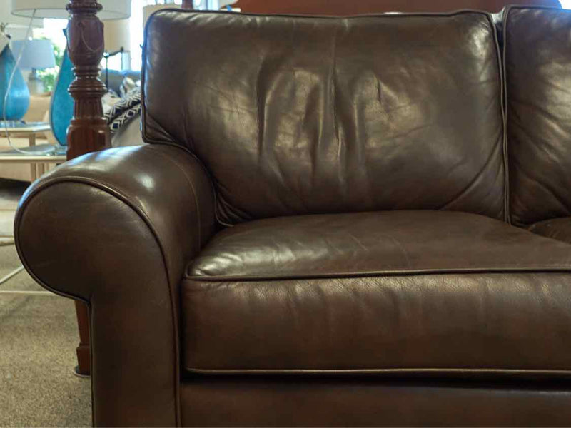 Ethan Allen Roll Arm Leather Loveseat