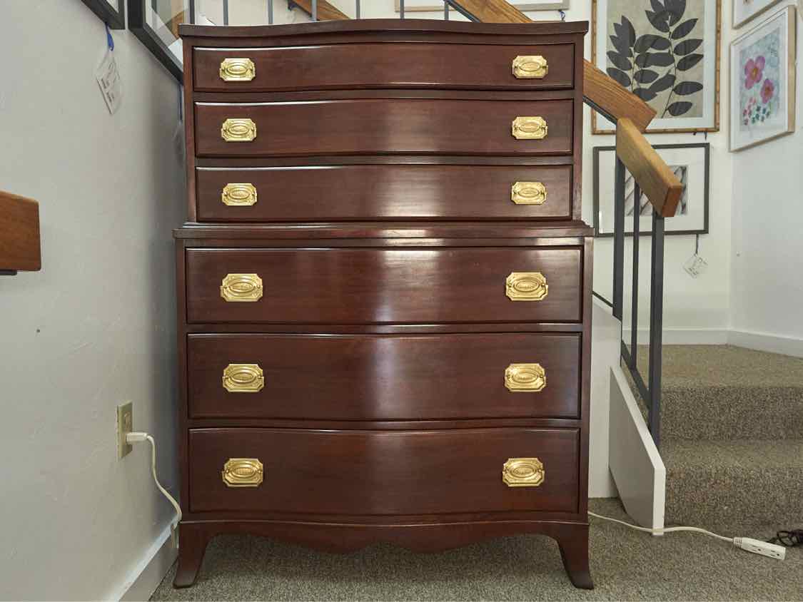 Continental Furniture Solid Mahogany Six Drawer Serpentine Front Chest