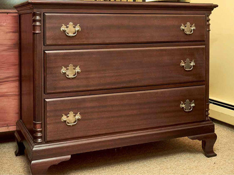 Mahogany 3 Drawer Dresser with Column Sides &  Chippendale Brass Pulls