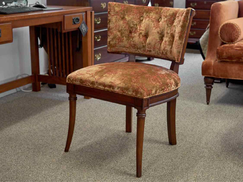 Mahogany Frame Accent Chair in Golden Velvet