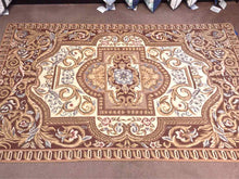 Floral Needlepoint Rug in Purple and Beige Tones