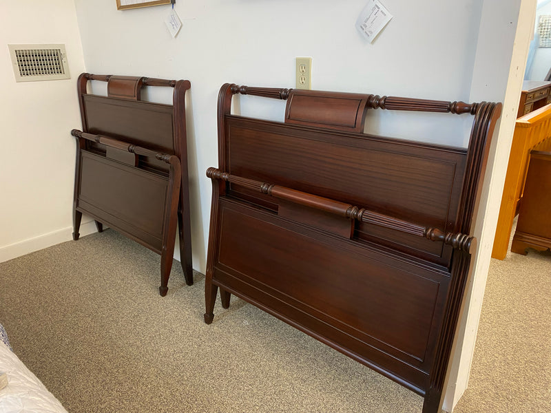 Pair of Mahogany Roll Back Sleigh  Twin Beds