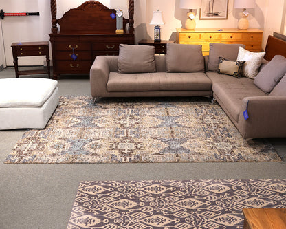 Crate & Barrel 8 x 10 Area Rug in Blue, Grey & Brown