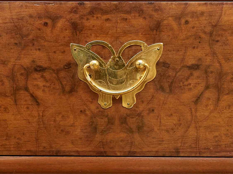 Burlwood Asian "Wedding Chest' 2 Doors 6 Drawer With  Brass Accents Chests