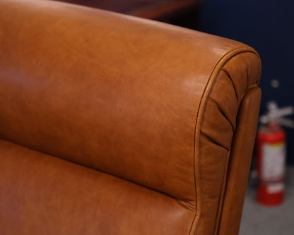 Highback Adjustable Office Chair in Tan Leather with Nailhead Trim