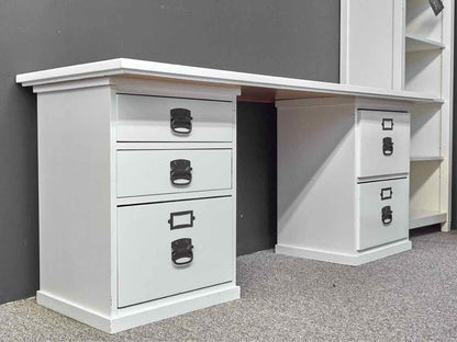 White Double Pedestal File Desk