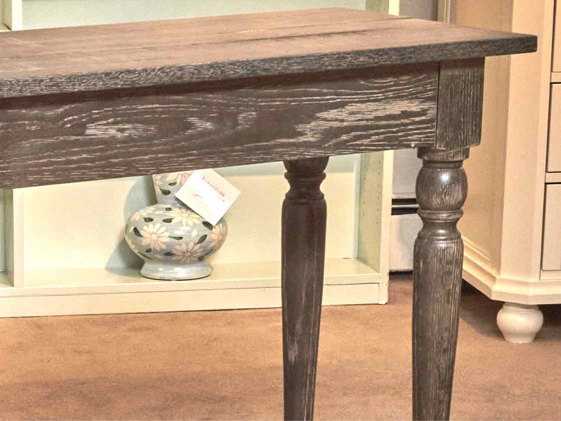 Ethan Allen 'Colbert' Console Turned Legs In Weathered Driftwood Finish