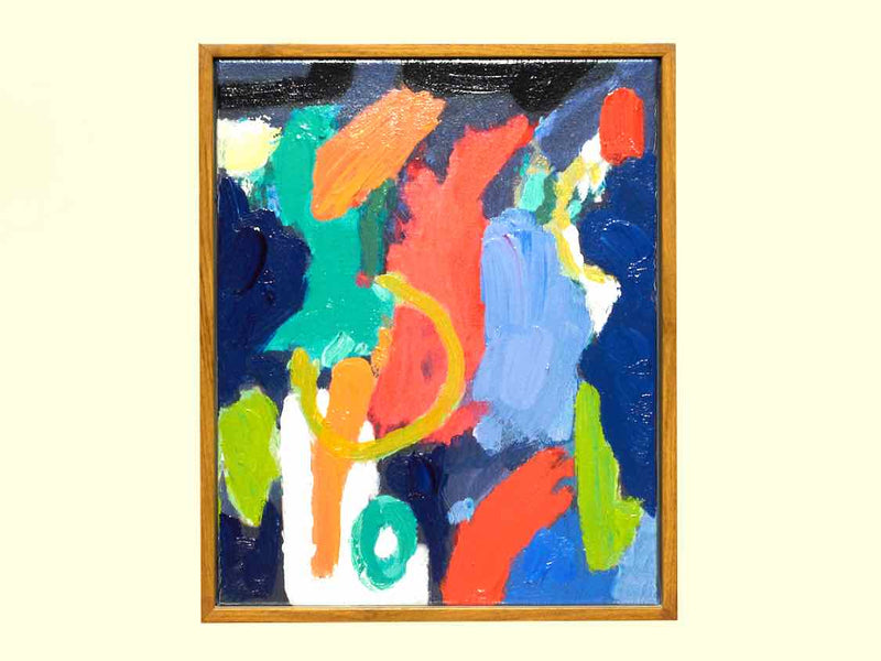 Colorful Abstract Oil Painting In Ash Wood Frame