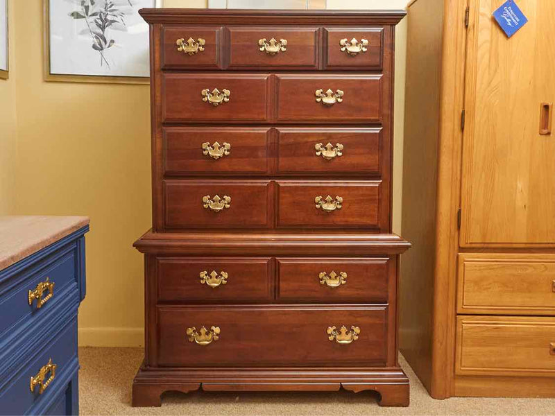 American Drew Cherry Finish 4 Over 2 Drawer Chest with Traditional Brass Pulls