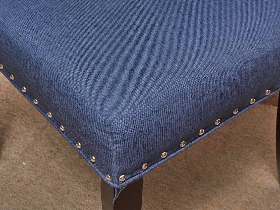 S.O.L.E. Design Navy Fabric Chrome Nailhead Trim  Chair