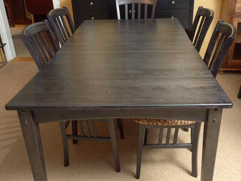 Canadel Distressed Black Finish Table 1 Leaf & 6 Chair Set