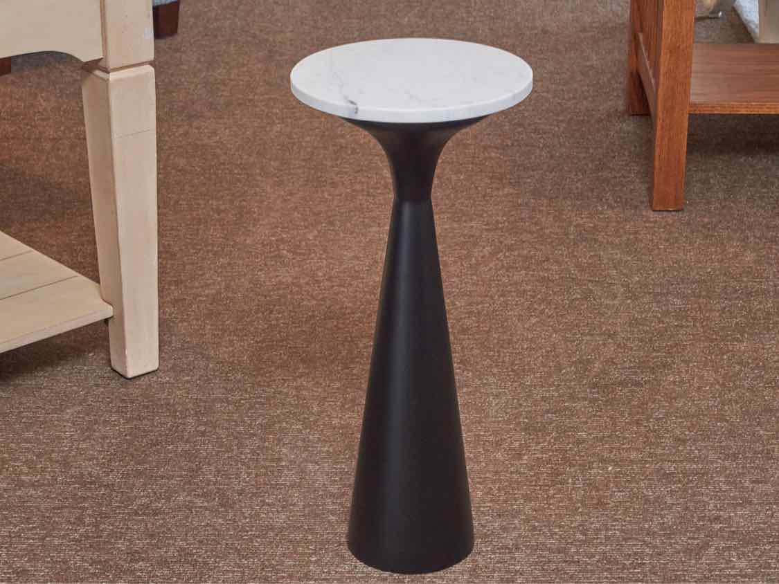 Onyx Round White Marble Top Drink Accent Table