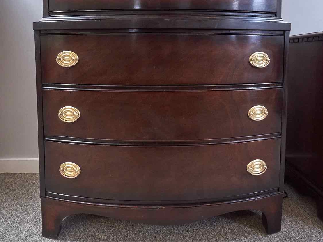 Mahogany 3 Over 3 Drawer Chest with Hepplewhite Brass Handles