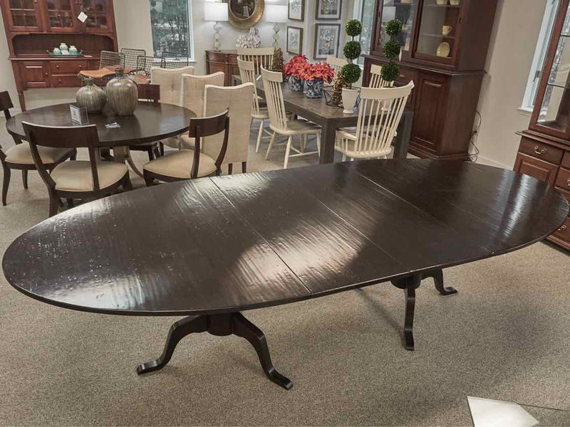 Lynne Scalo Custom Hand Planed Oval Double Pedestal Dining Table in Espresso