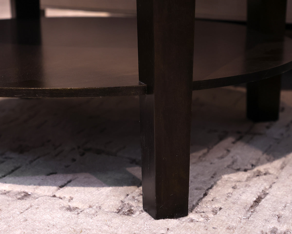 Pair of Round Side Tables in Smoky Brown Finish