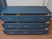 Custom Finish 'Stormy Seas' Mid Century 6 Drawer Dresser