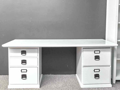 White Double Pedestal File Desk