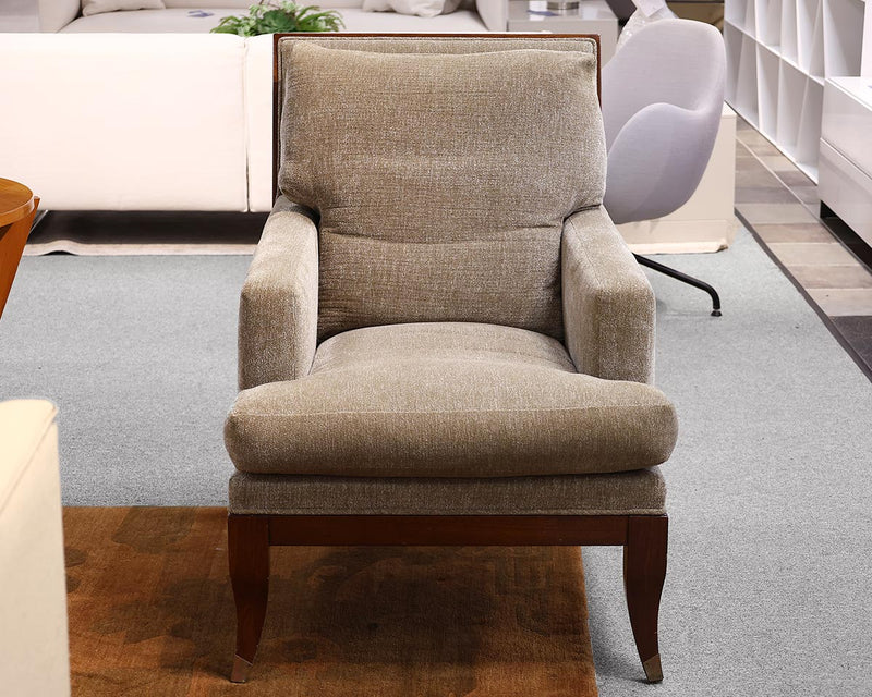 Loose Cushion Armchair with Track Arm and Wood Trim