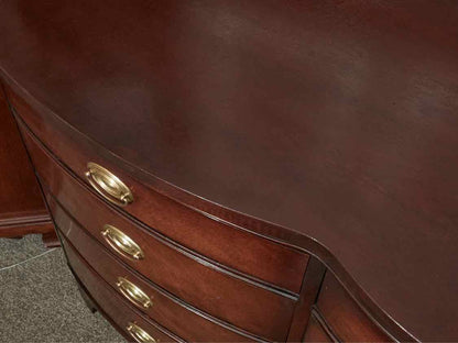 Mahogany Serpentine 12 Drawer Dresser with Hepplewhite Brass Handles