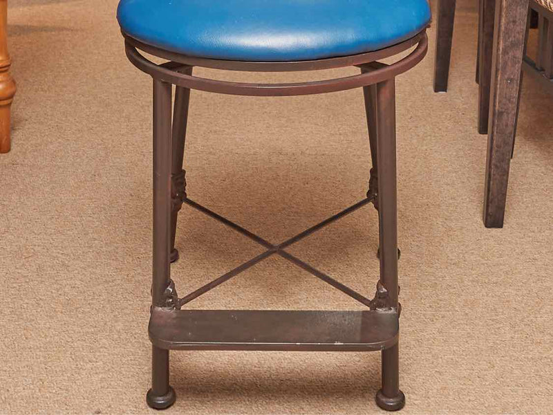 Set of 3 Wrought Iron Folk Art Design Counter Swivel  Stools