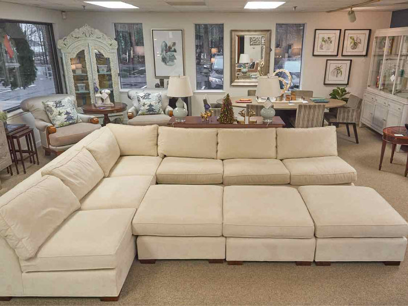 Mitchell Gold Two Piece LAF Sectional in Cream Suede