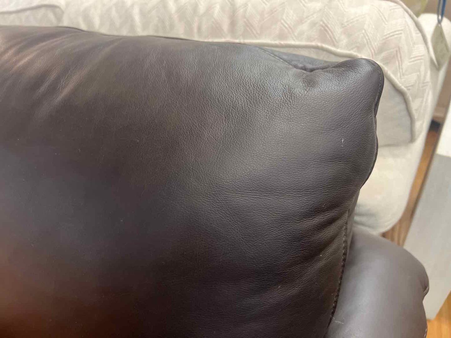 Dark Chocolate Leather Pillow Arm Sofa