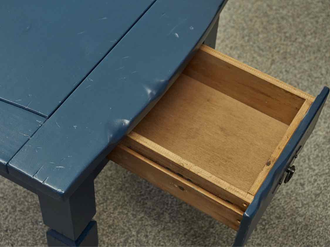 Pair of Ocean Side Blue Finish Side Tables with 1 Drawer