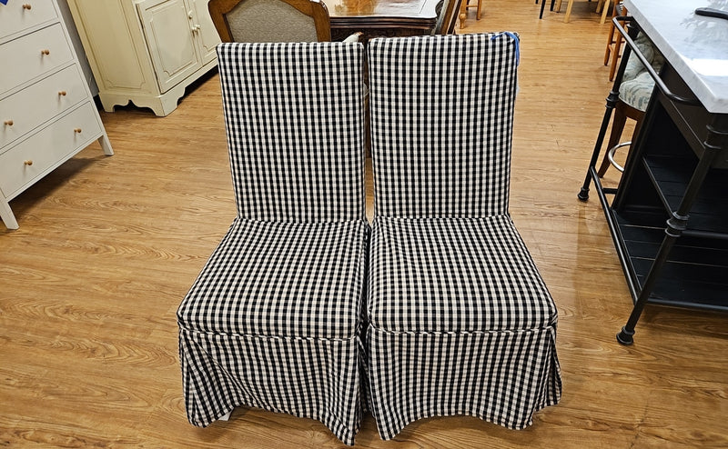 Pair of Gingham Slipper Side Chairs