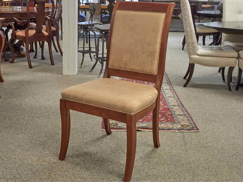 West Brothers Furniture Cherry Dining Table & Set of Six Upholstered Chairs