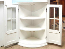 White Finish 2 Glass Door 3 Shelf Corner Display Cabinet