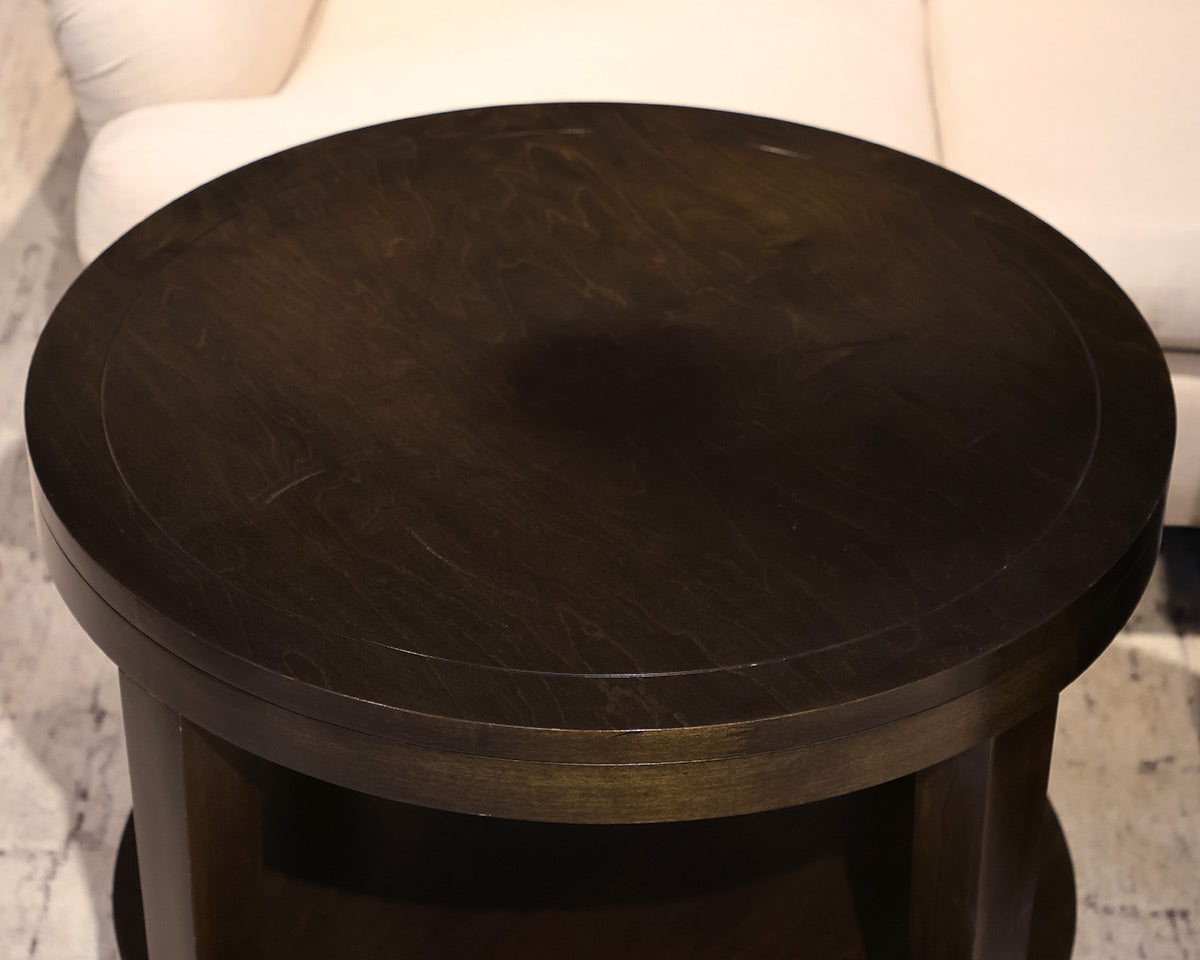 Pair of Round Side Tables in Smoky Brown Finish