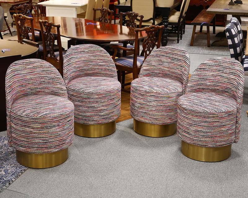 Set of 4 Mitchell Gold + Bob Williams Margaux Swivel Chairs in Multicolor Stripe