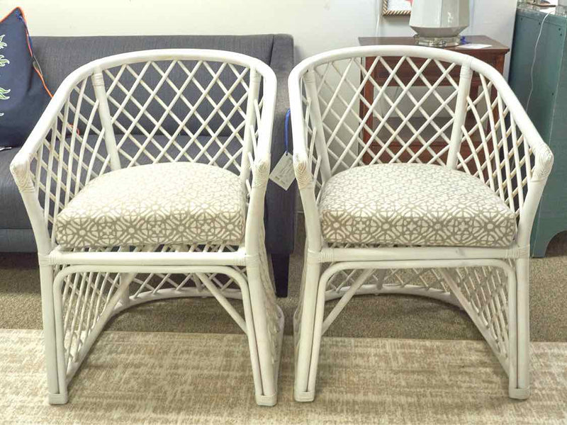 Pair of White Bamboo Accents Chairs