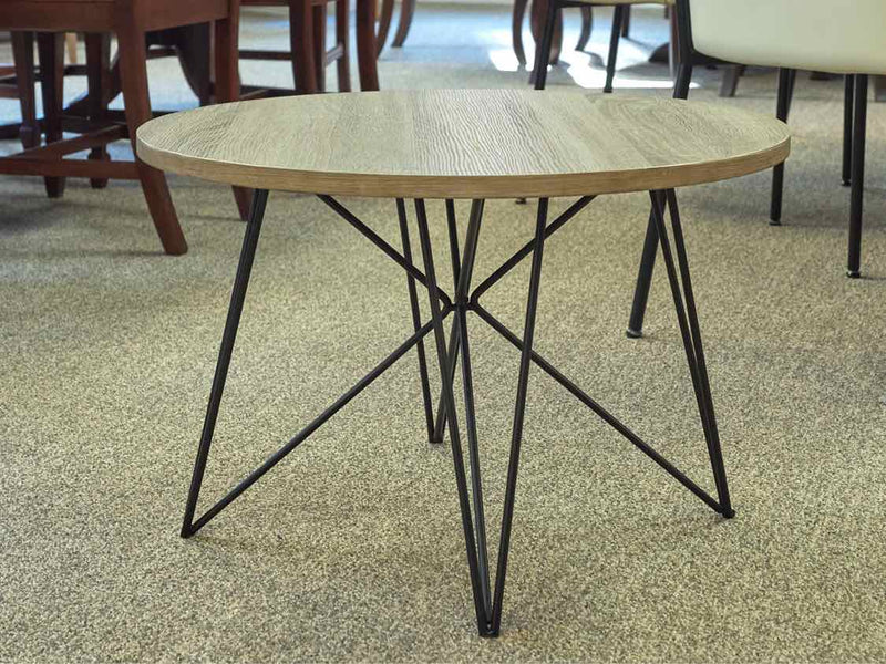 Grey Weathered Accent Table with Black HairPin Legs