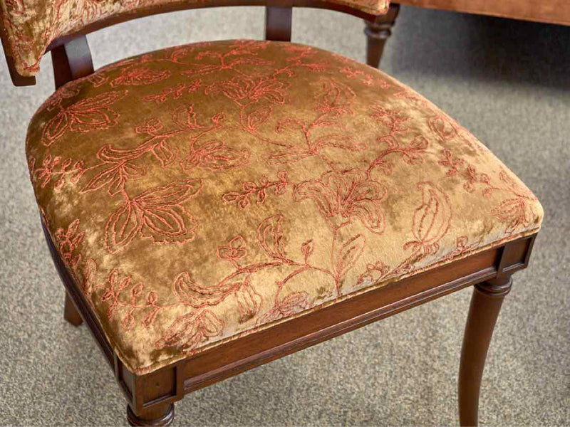 Mahogany Frame Accent Chair in Golden Velvet