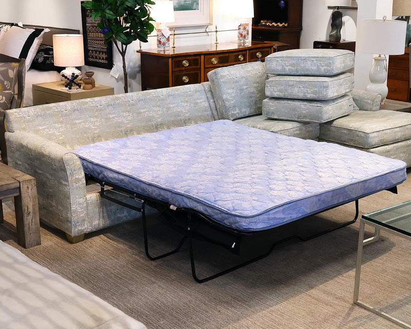 3-Piece Sectional with Queen Sleeper and RAF Chaise in Monet Seaspray Sunbrella