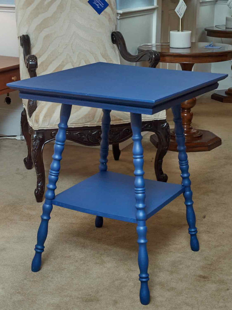 'Delphinium Blue' Finish Turned Legs Bottom Shelf Accent Table