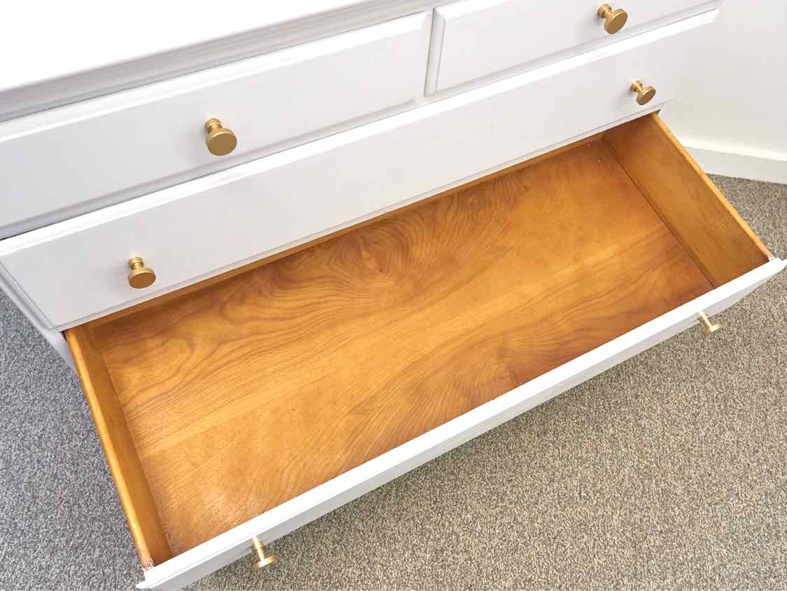 Solid Mahogany 2 Over 3 Drawer Dresser with Arctic White Finish