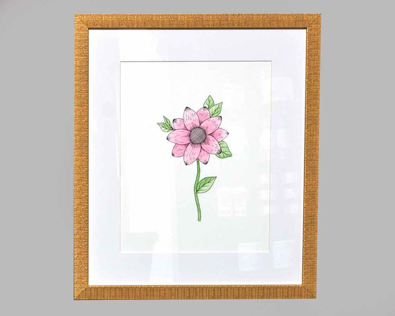 Framed hand painting:Pink Floral Pops: 4/4